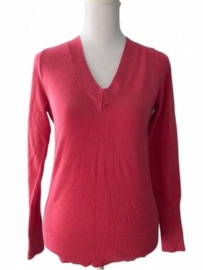 Attention Super Soft Pink Womens V Neck Long Sleeve Knit Sweater size Small